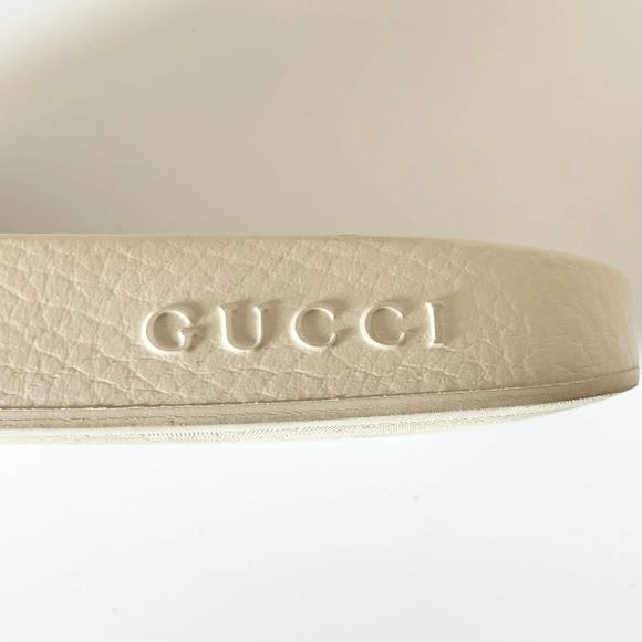 Gucci Leather Rubber Slide Sandal White Micro GG Monogram US Women 10 Men 8.5 - Picture 14 of 16